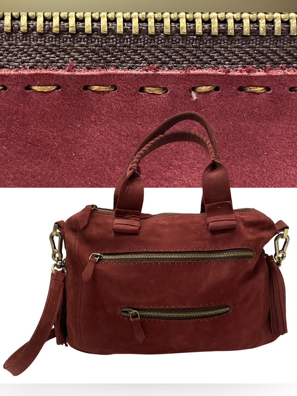Carla Mancini Burgundy Suede Handbag